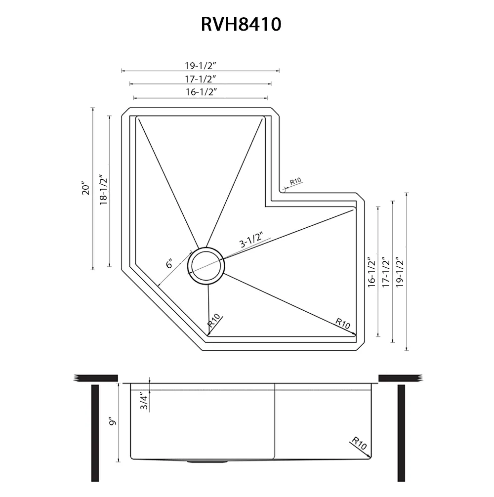 Dimension drawing for RVH8410ST