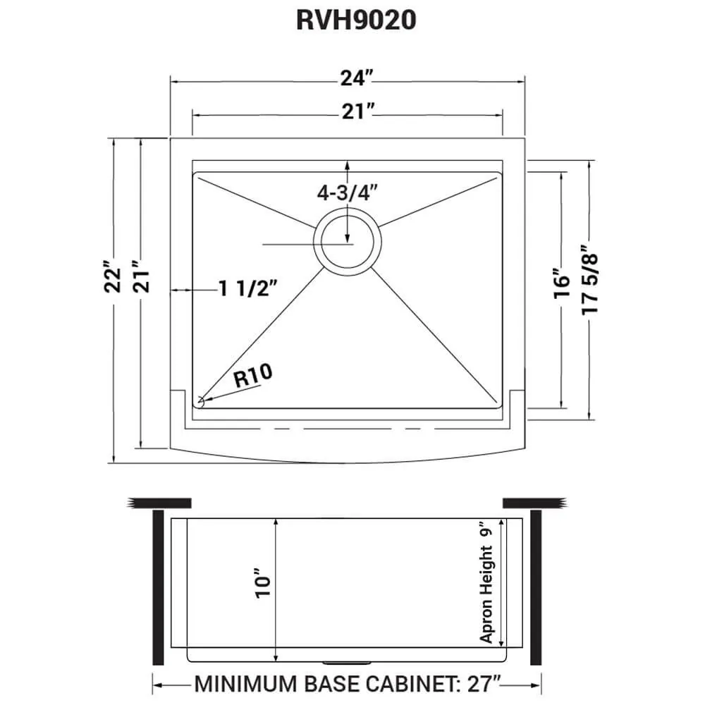 Dimension drawing for RVH9020