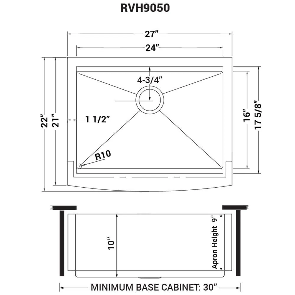Dimension drawing for RVH9050