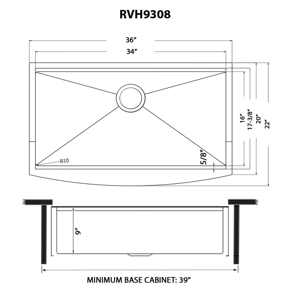 Dimension drawing for RVH9308BL