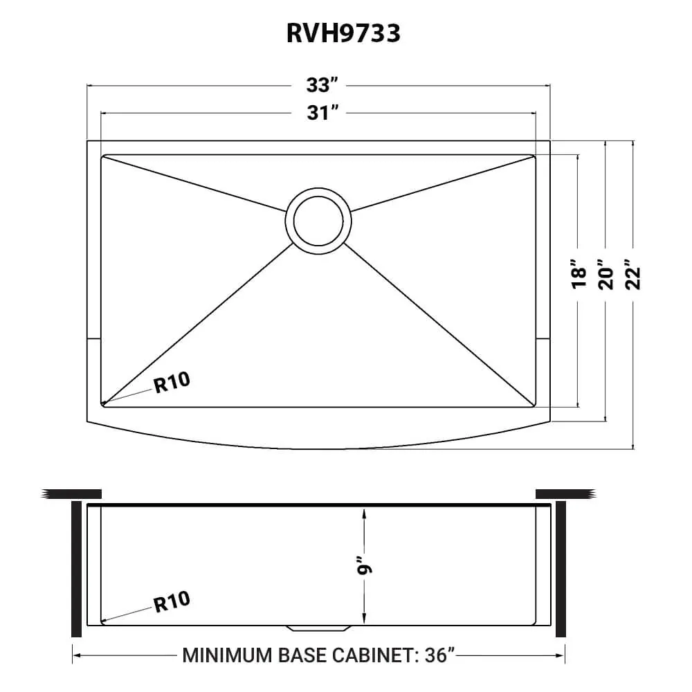 Dimension drawing for RVH9733BL