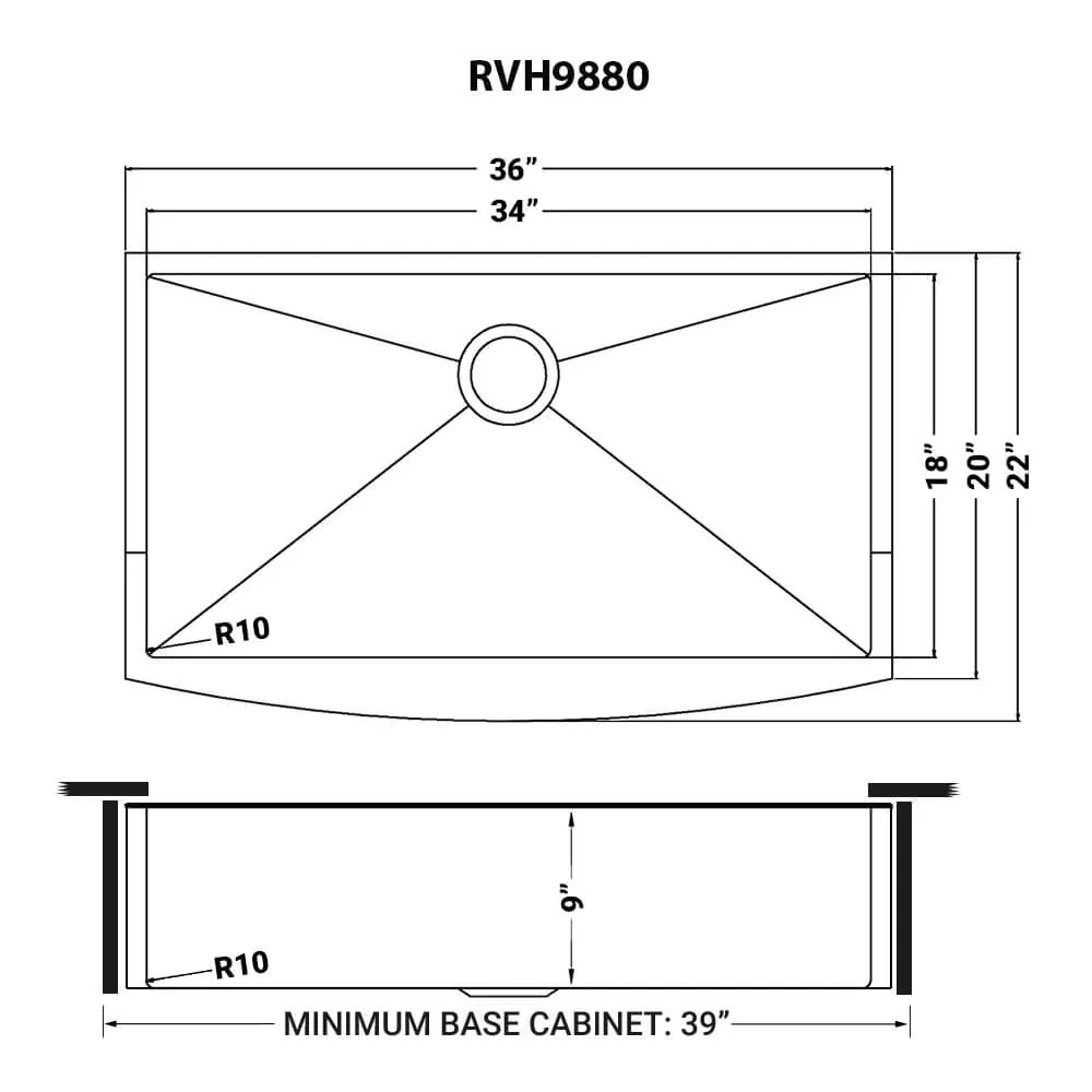 Dimension drawing for RVH9880BL