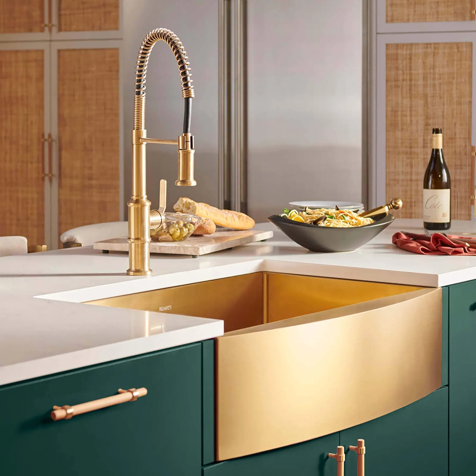 Ruvati 36-inch Apron-Front Farmhouse Kitchen Sink – Satin Matte Gold Stainless Steel Single Bowl