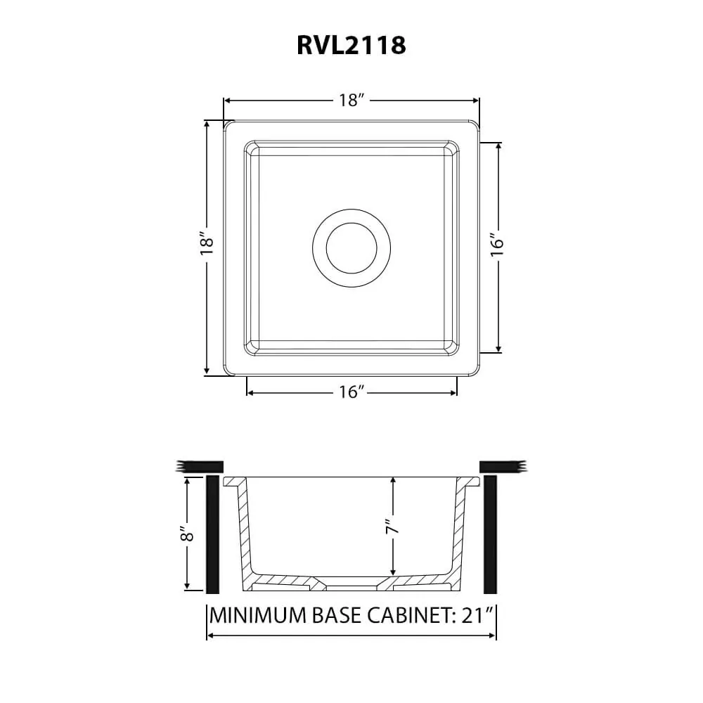 Dimension drawing for RVL2118WH
