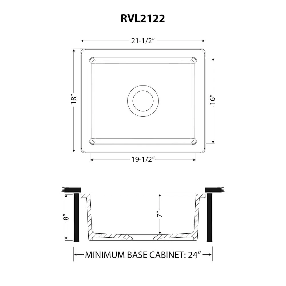 Dimension drawing for RVL2122WH