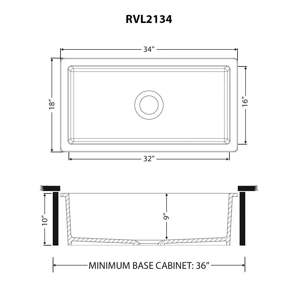 Dimension drawing for RVL2134WH