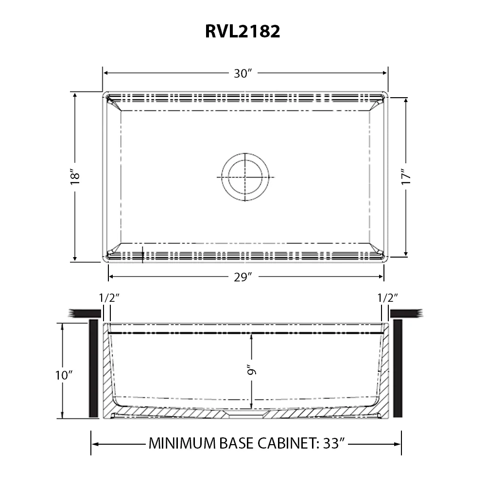Dimension drawing for RVL2182WH