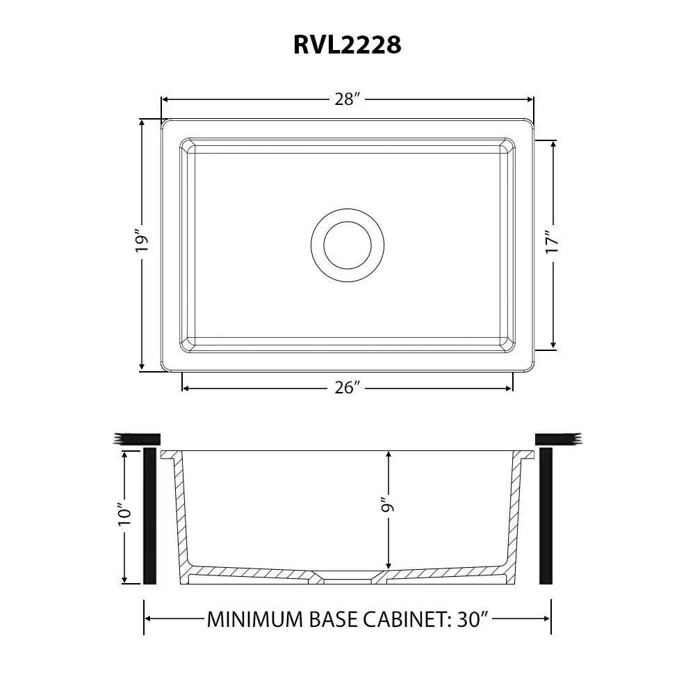 Dimension drawing for RVL2228WH