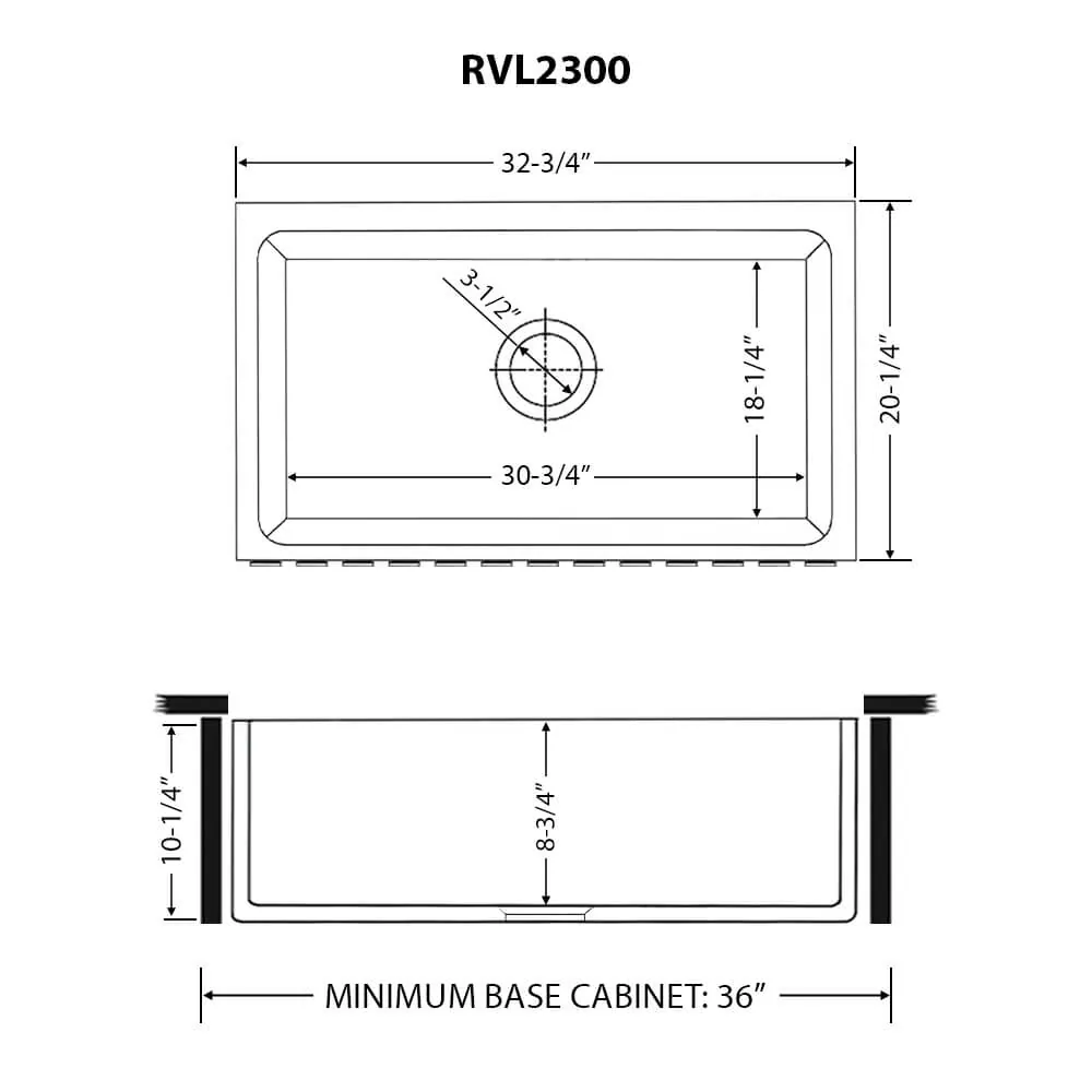 Dimension drawing for RVL2300CR
