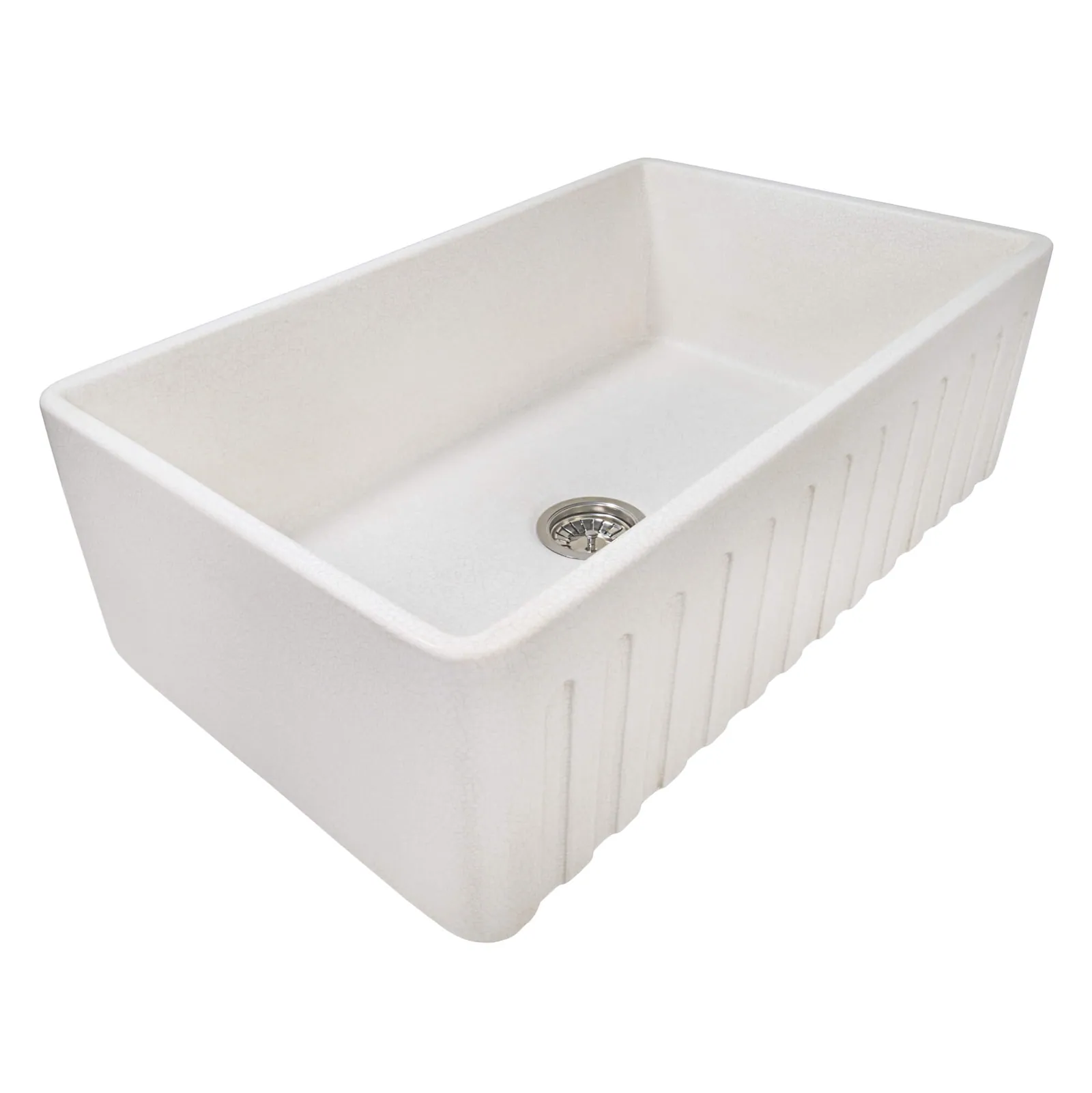 Ruvati 33 x 20 inch Fireclay Reversible Farmhouse Distressed Finish Apron-Front Kitchen Sink – Crackled White