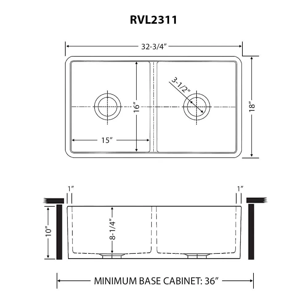 Dimension drawing for RVL2311WH