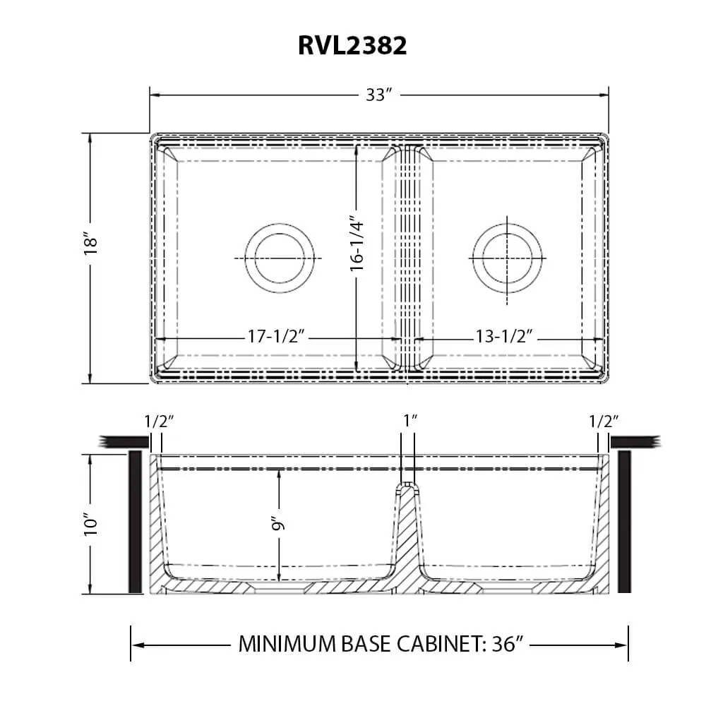 Dimension drawing for RVL2382WH