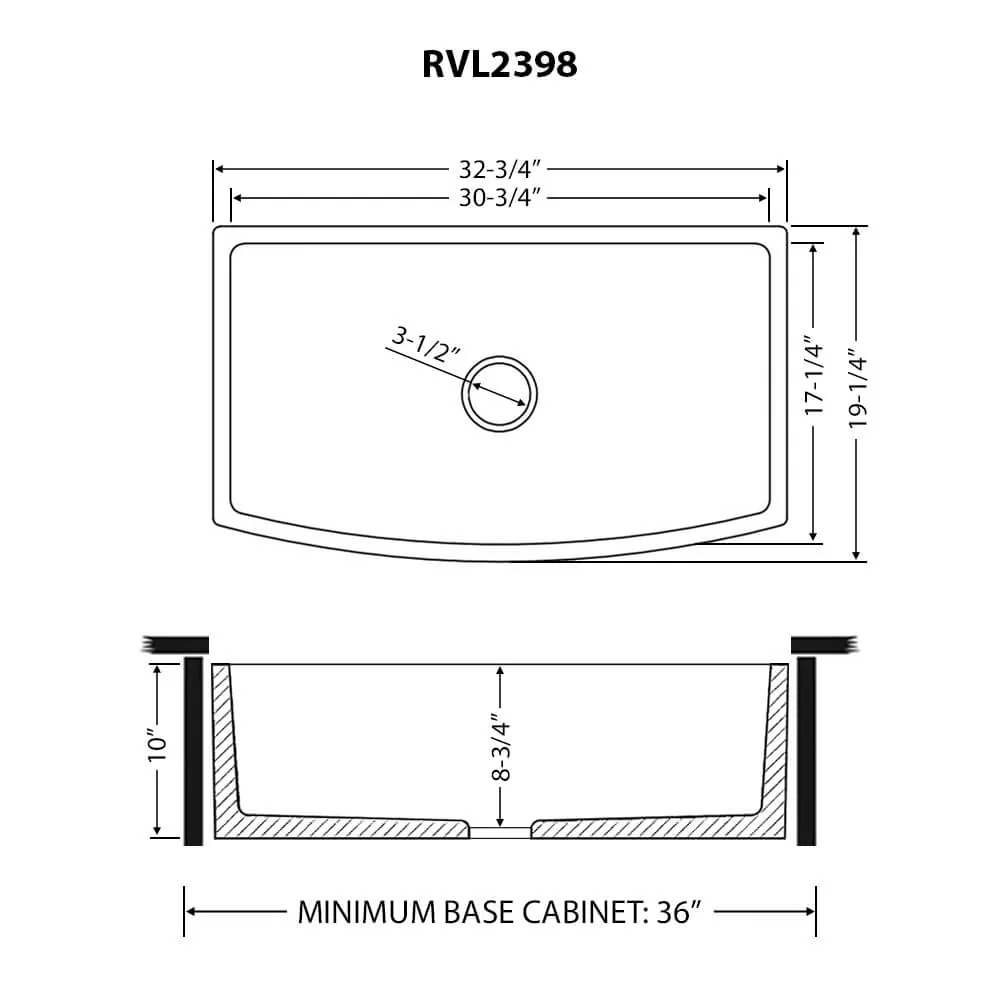 Dimension drawing for RVL2398BK