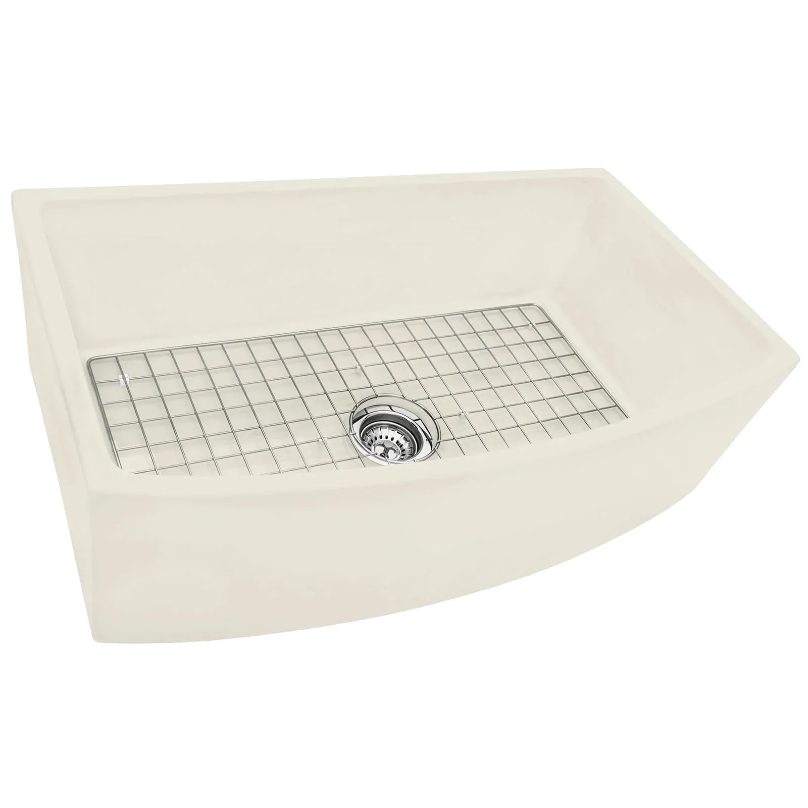 Ruvati 33 inch Fireclay White Farmhouse Kitchen Sink Bow Front Curved Apron Single Bowl