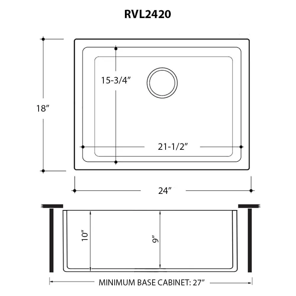 Dimension drawing for RVL2420WH