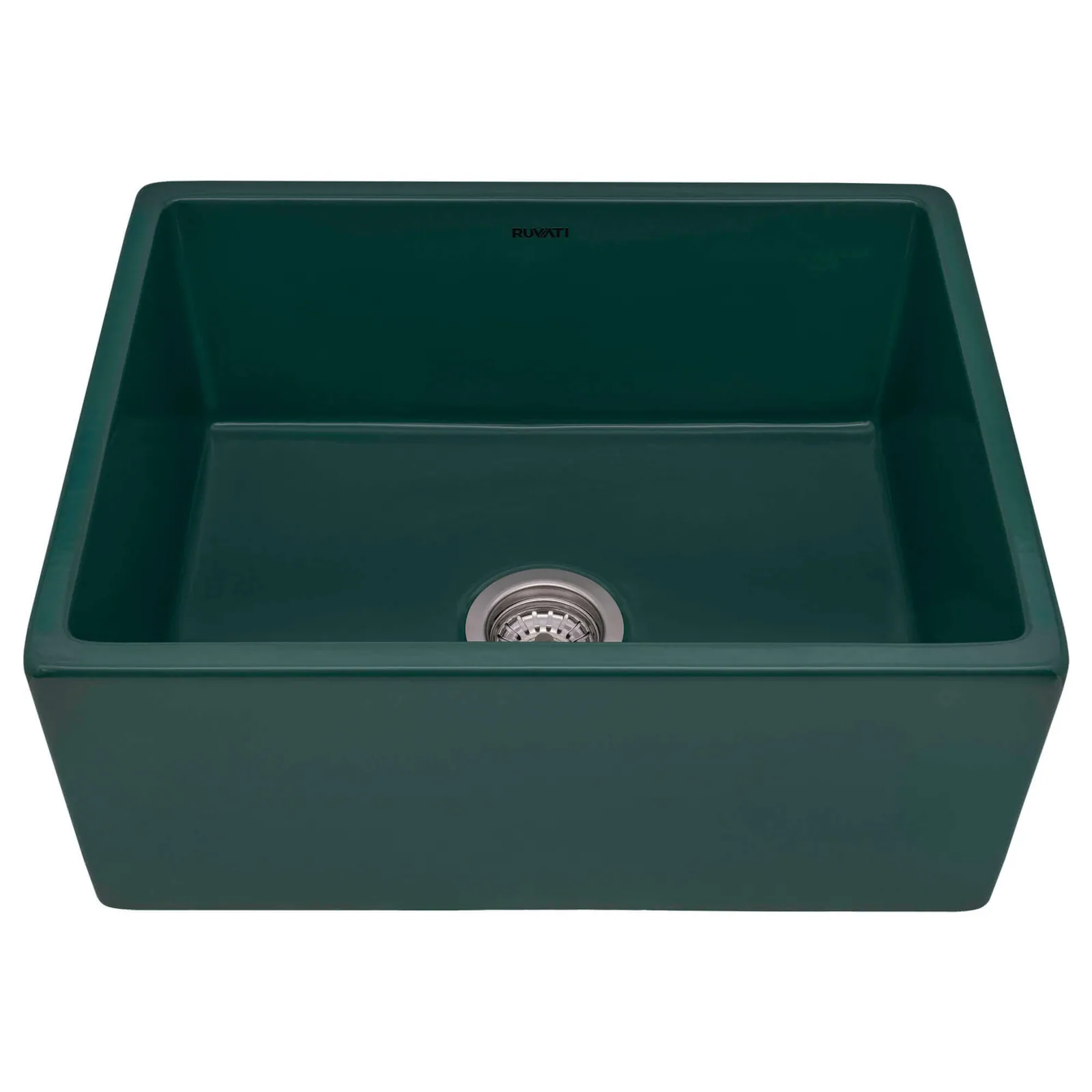 Ruvati 23-inch Fireclay Farmhouse Kitchen Laundry Utility Sink Single Bowl – Emerald Green
