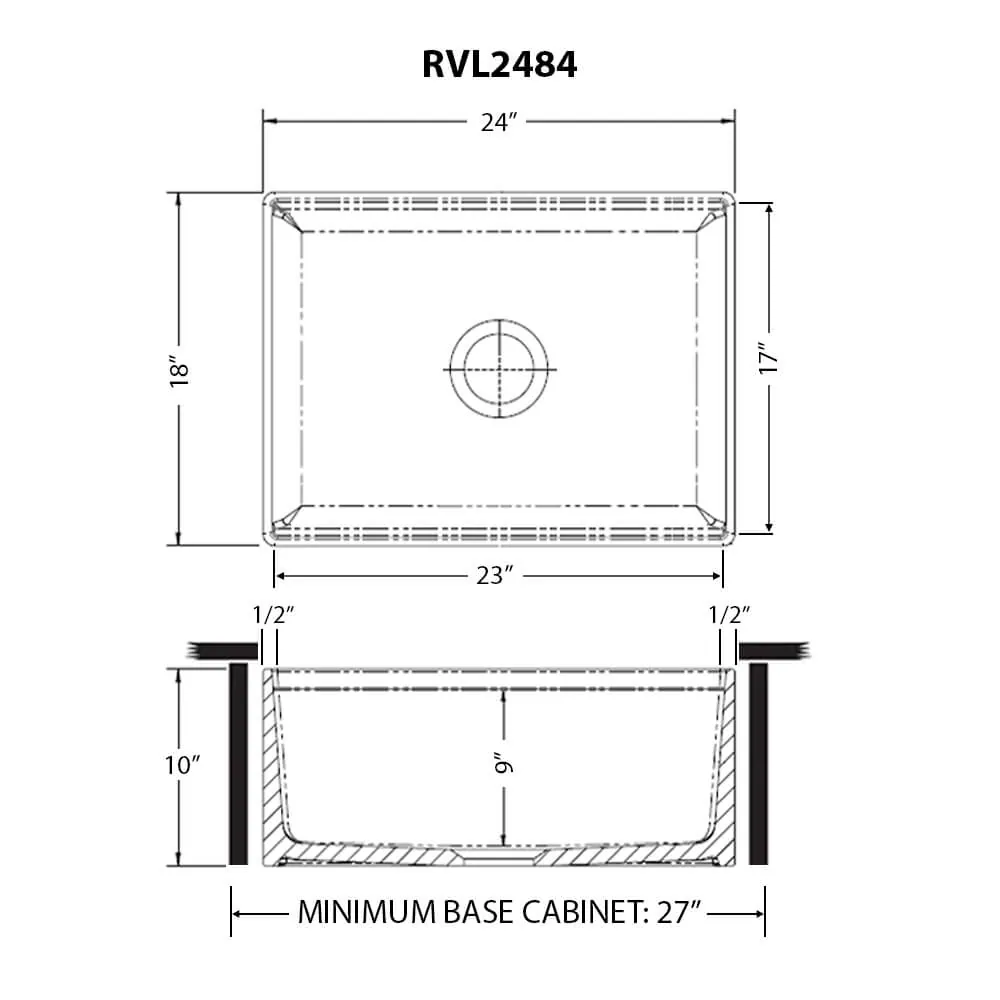 Dimension drawing for RVL2484WH