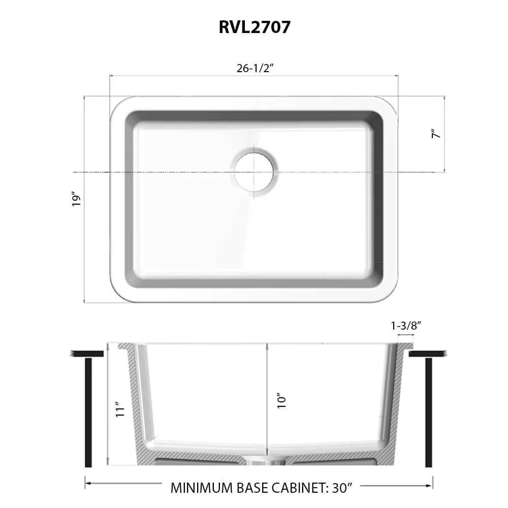 Dimension drawing for RVL2707BK