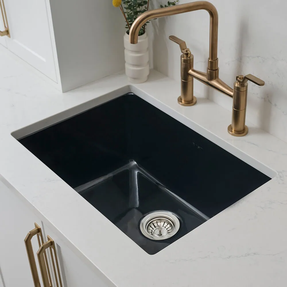 Ruvati 27-inch Fireclay Undermount / Drop-in Topmount Kitchen Sink Single Bowl – Black