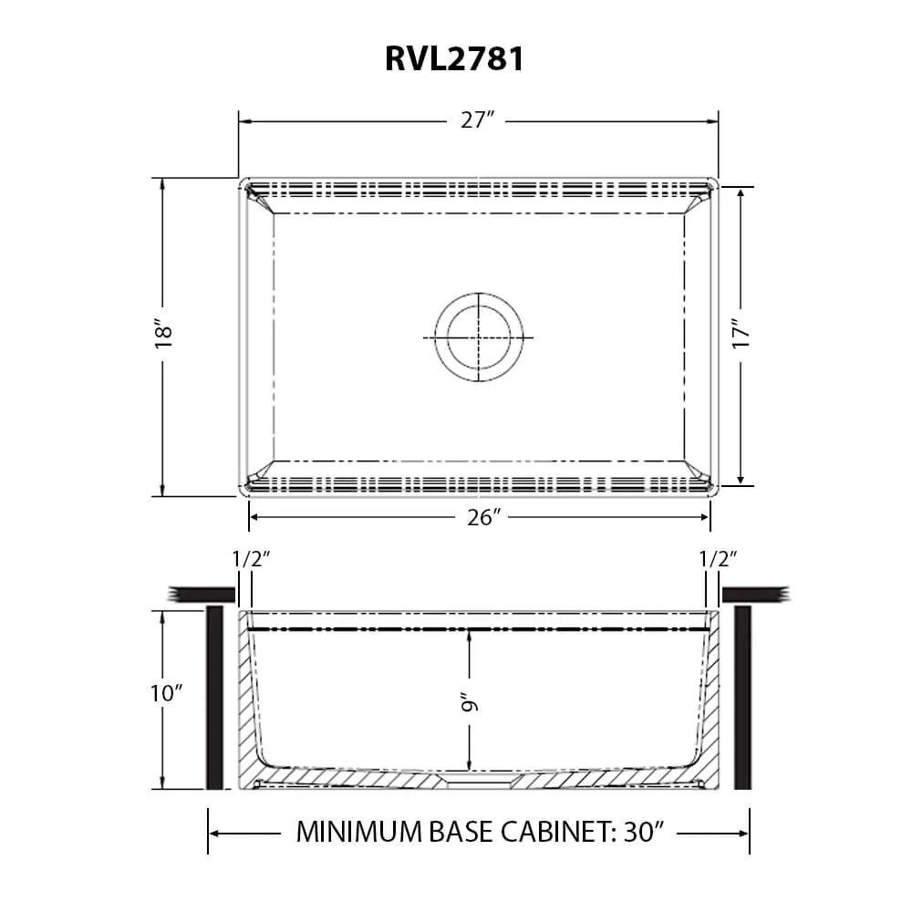 Dimension drawing for RVL2781WH