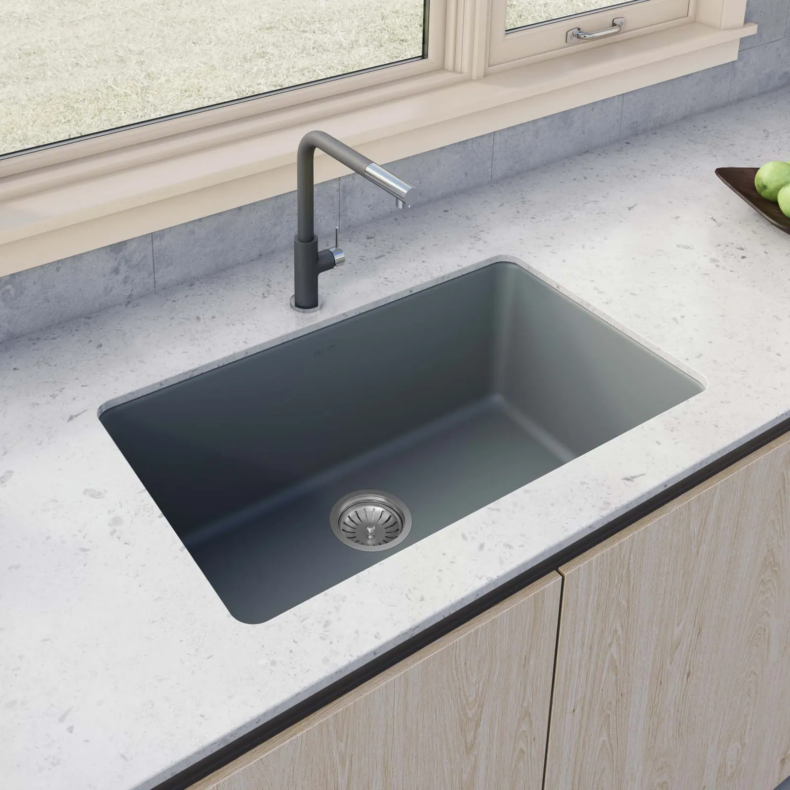 Ruvati 30-inch Fireclay Undermount / Drop-in Topmount Kitchen Sink Single Bowl – Blue