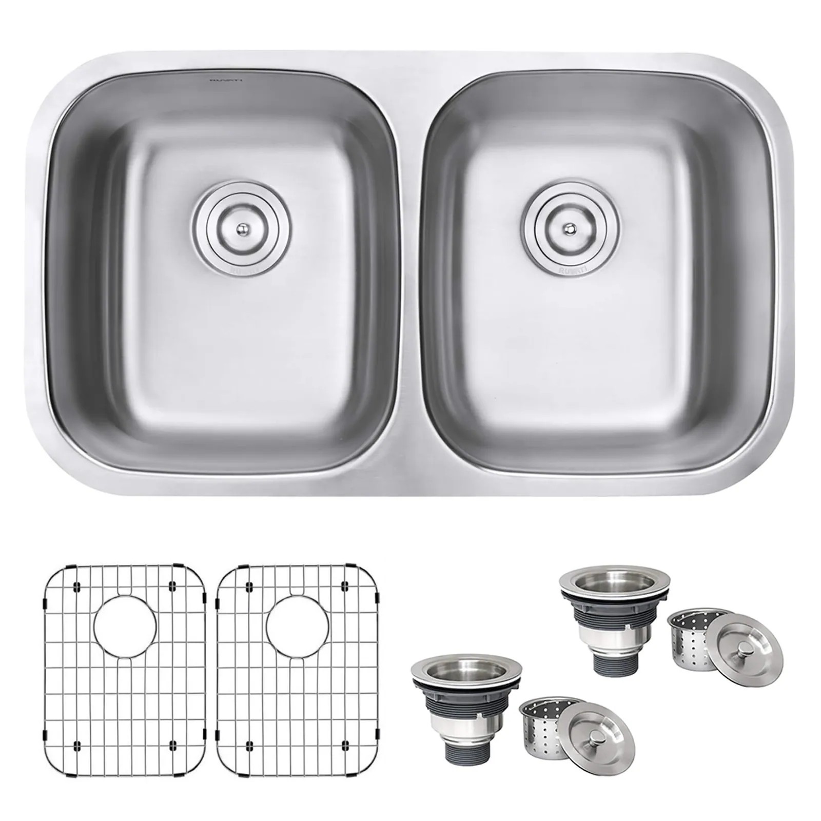 Ruvati 32-inch Undermount 50/50 Double Bowl 16 Gauge Stainless Steel Kitchen Sink