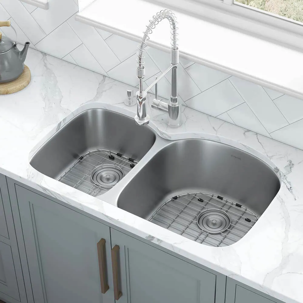 Ruvati 34-inch Undermount 40/60 Double Bowl 16 Gauge Stainless Steel Kitchen Sink