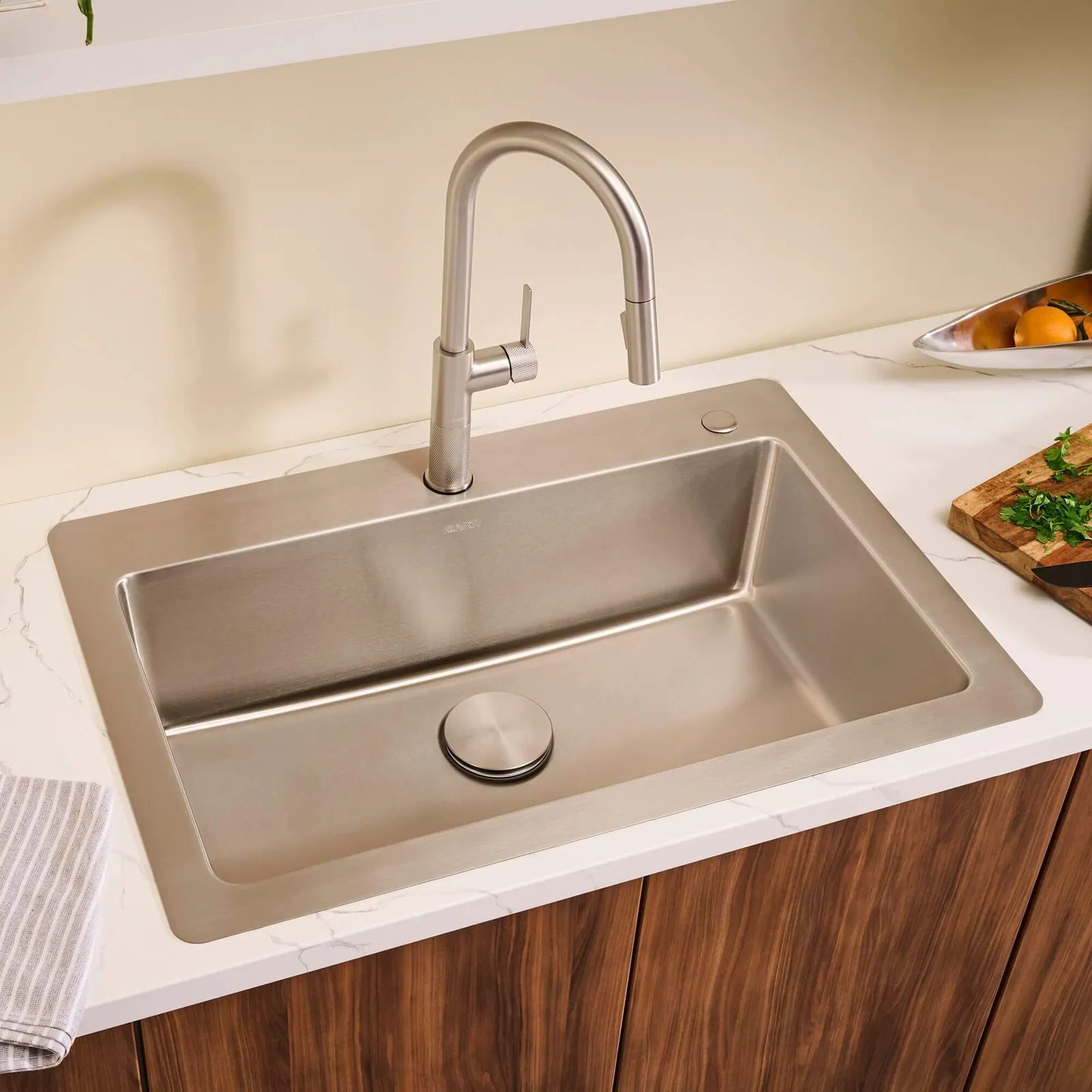 Ruvati 33 x 22 inch Drop-in Topmount Kitchen Sink 16 Gauge Stainless Steel Single Bowl