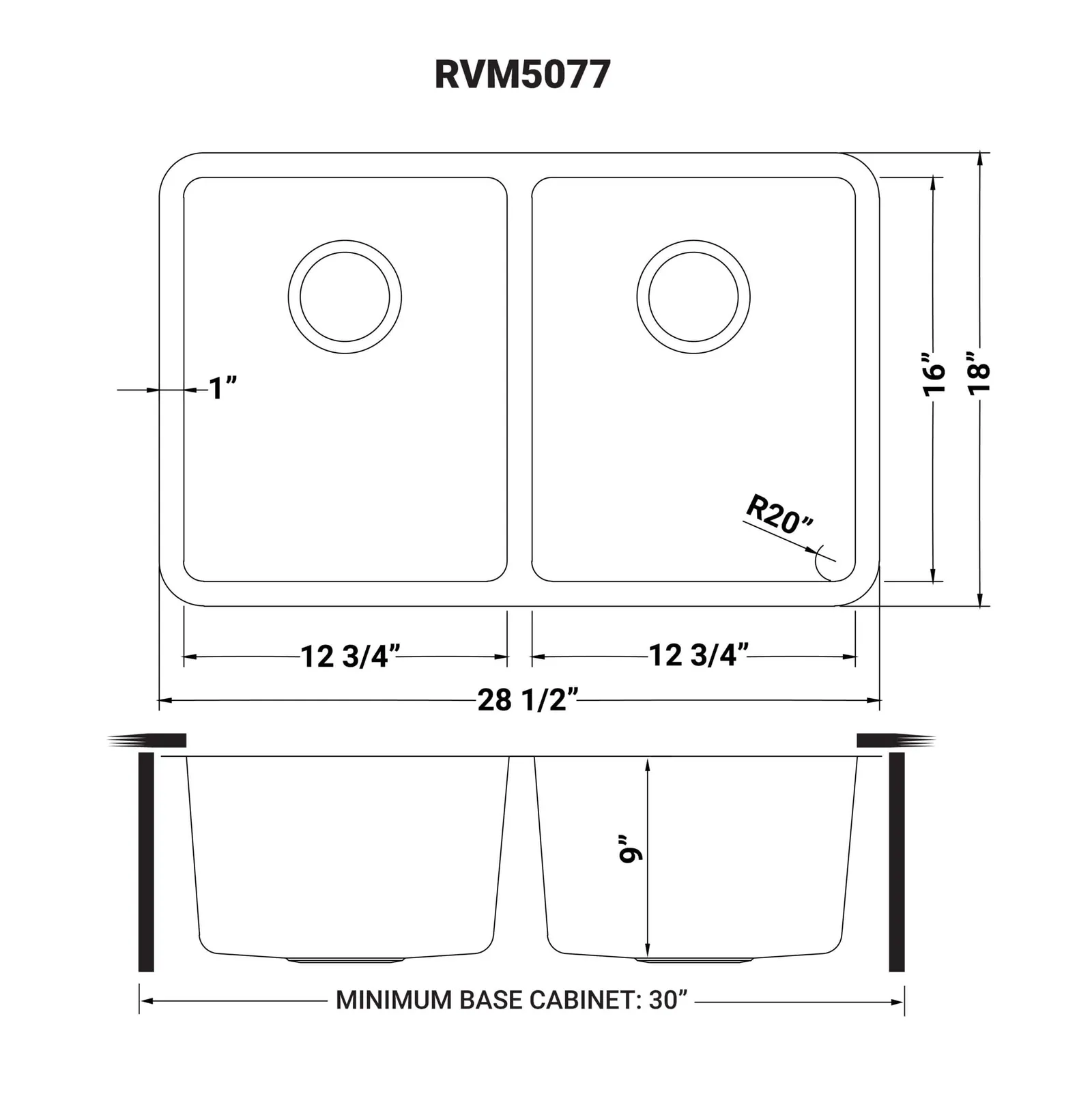 Dimension drawing for RVM5077