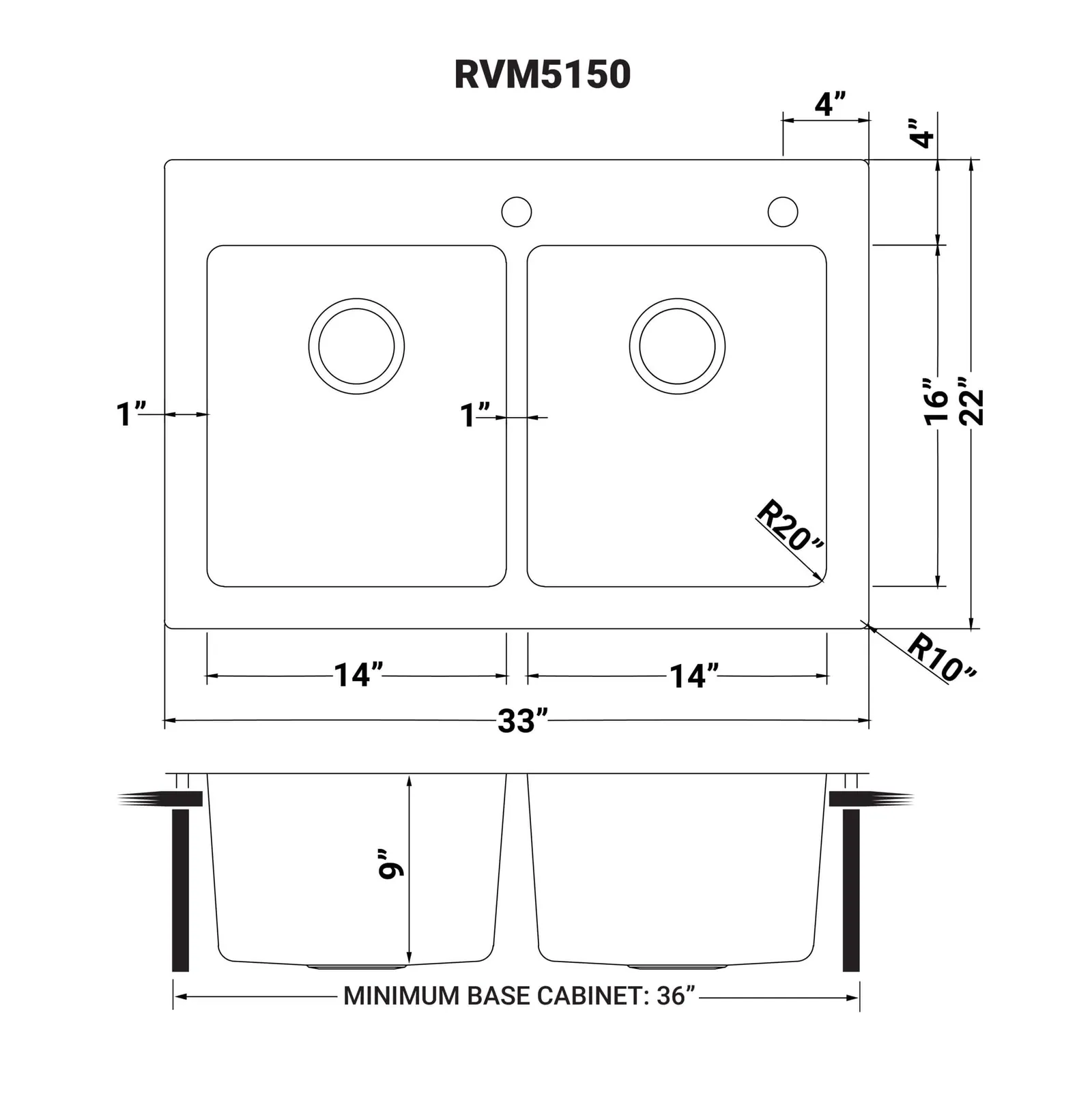 Dimension drawing for RVM5150