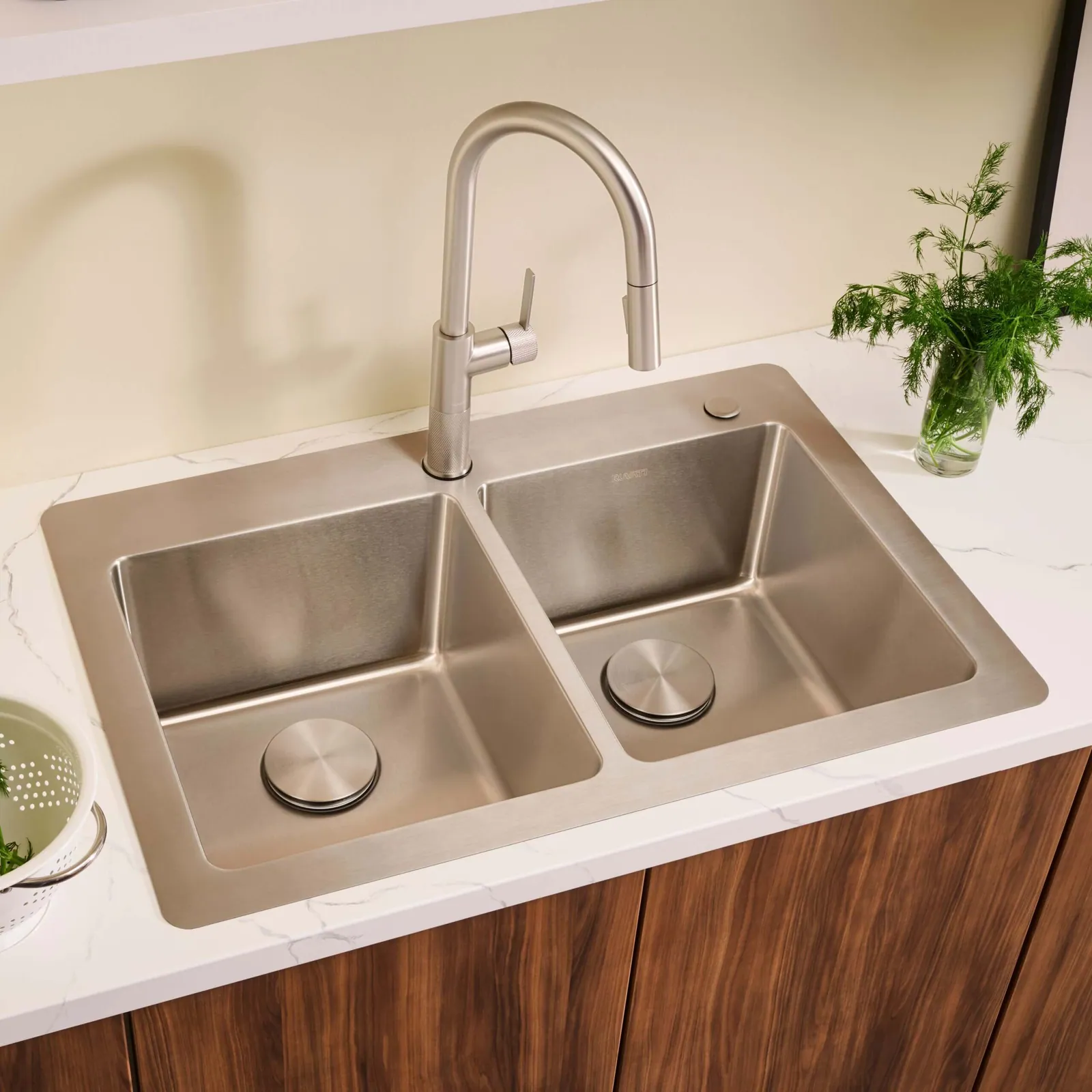 Ruvati 33 x 22 inch Drop-in Topmount Kitchen Sink 16 Gauge Stainless Steel 50/50 Double Bowl