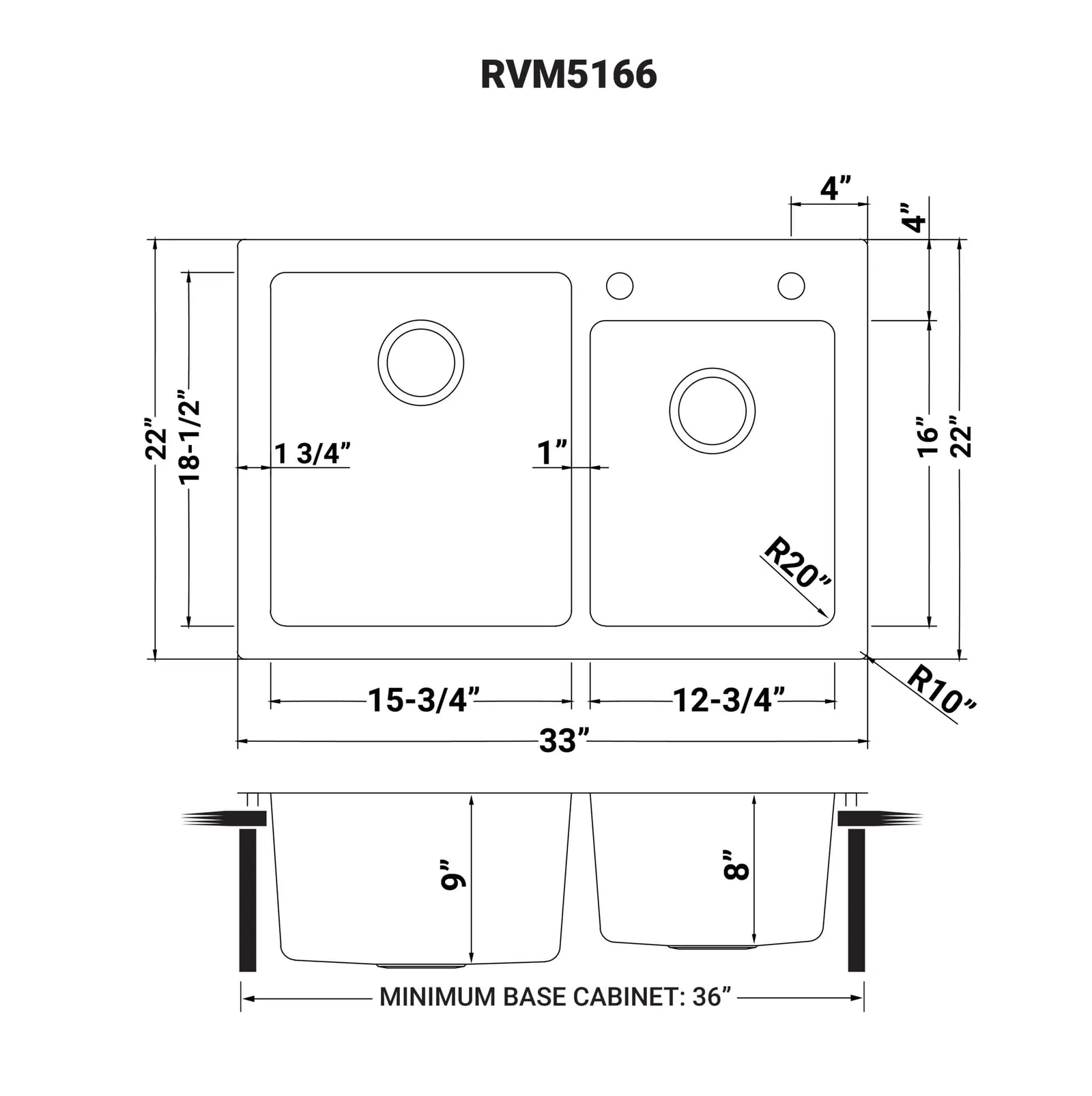 Dimension drawing for RVM5166