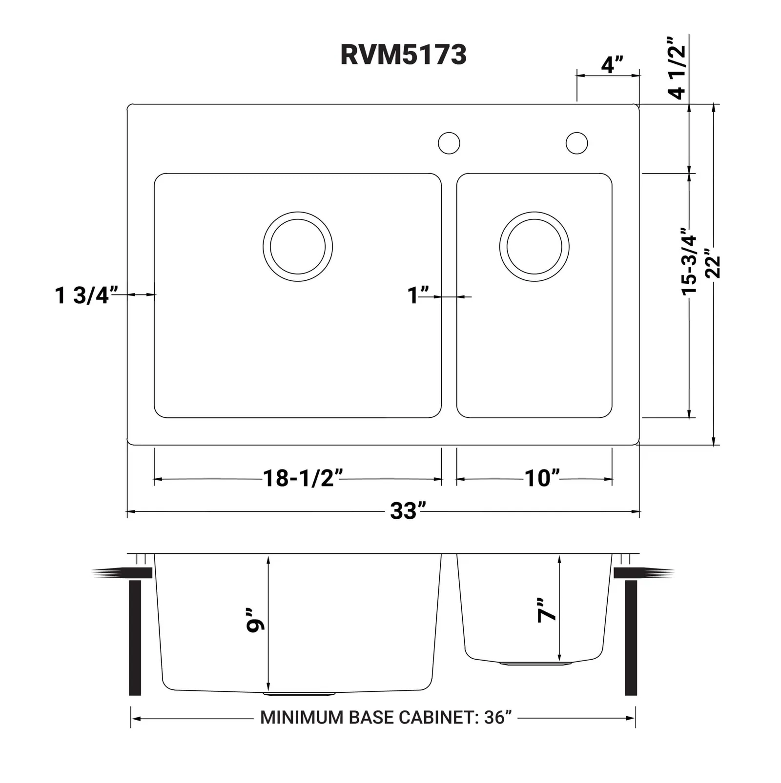 Dimension drawing for RVM5173