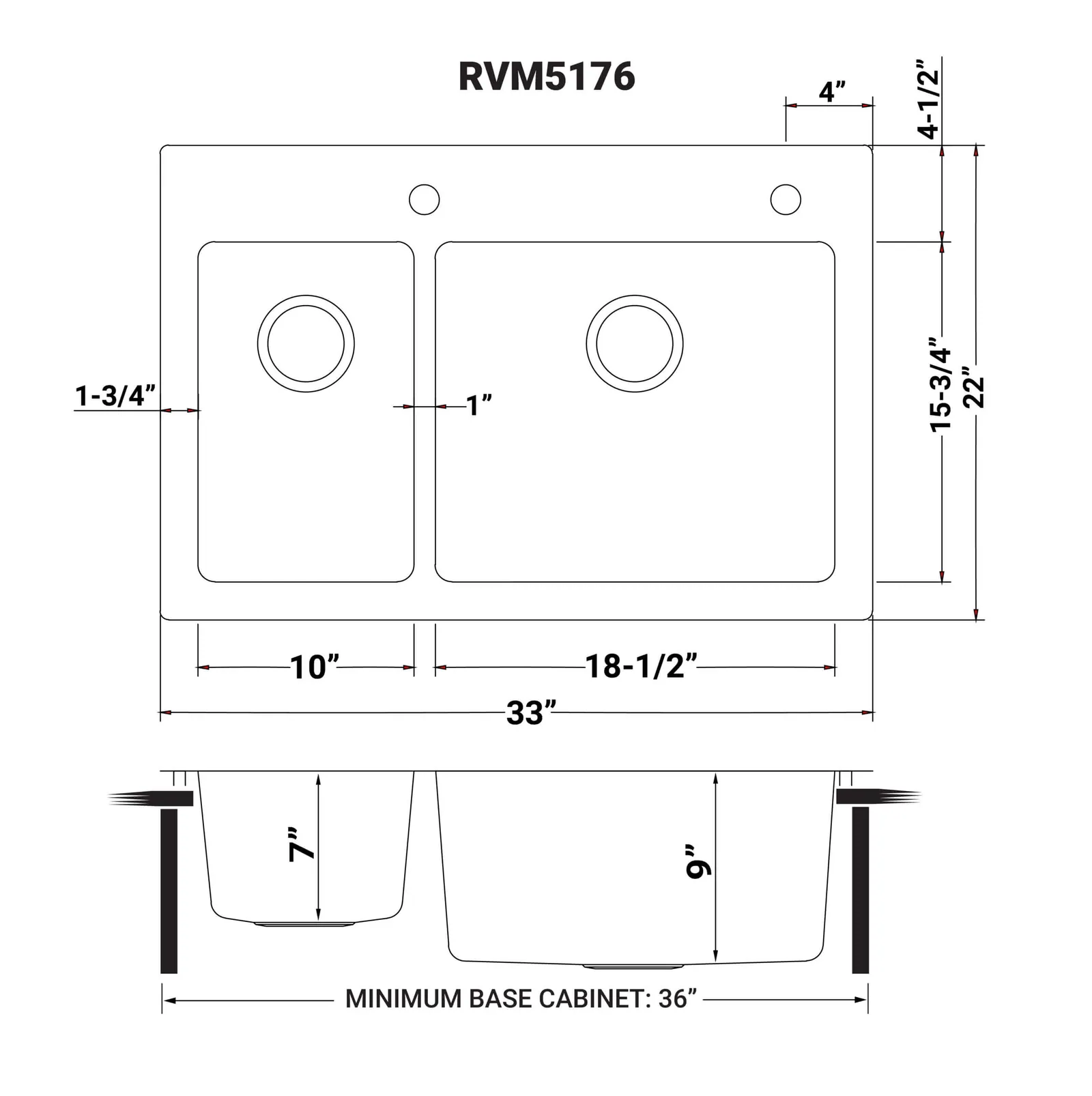Dimension drawing for RVM5176
