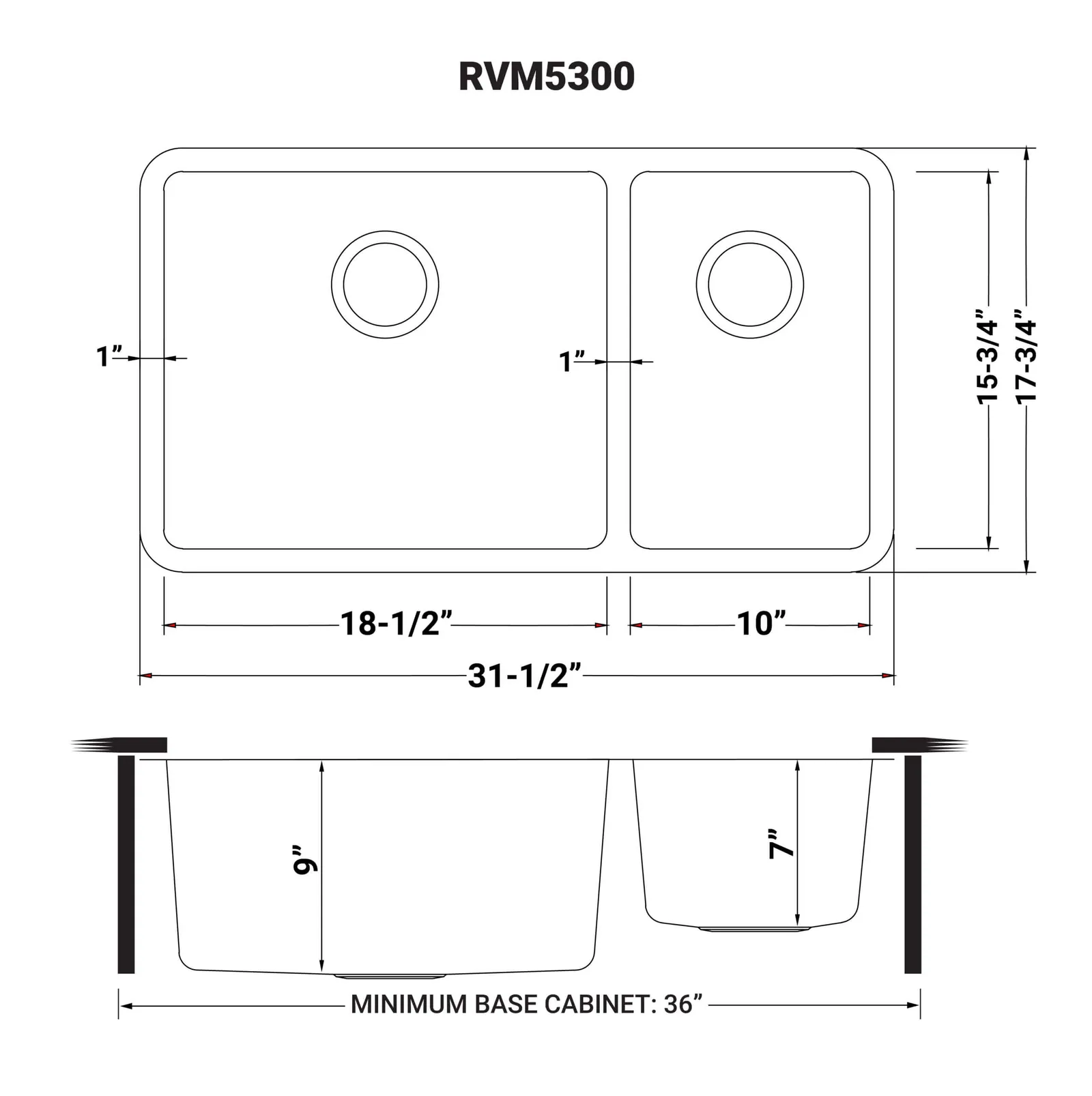 Dimension drawing for RVM5300