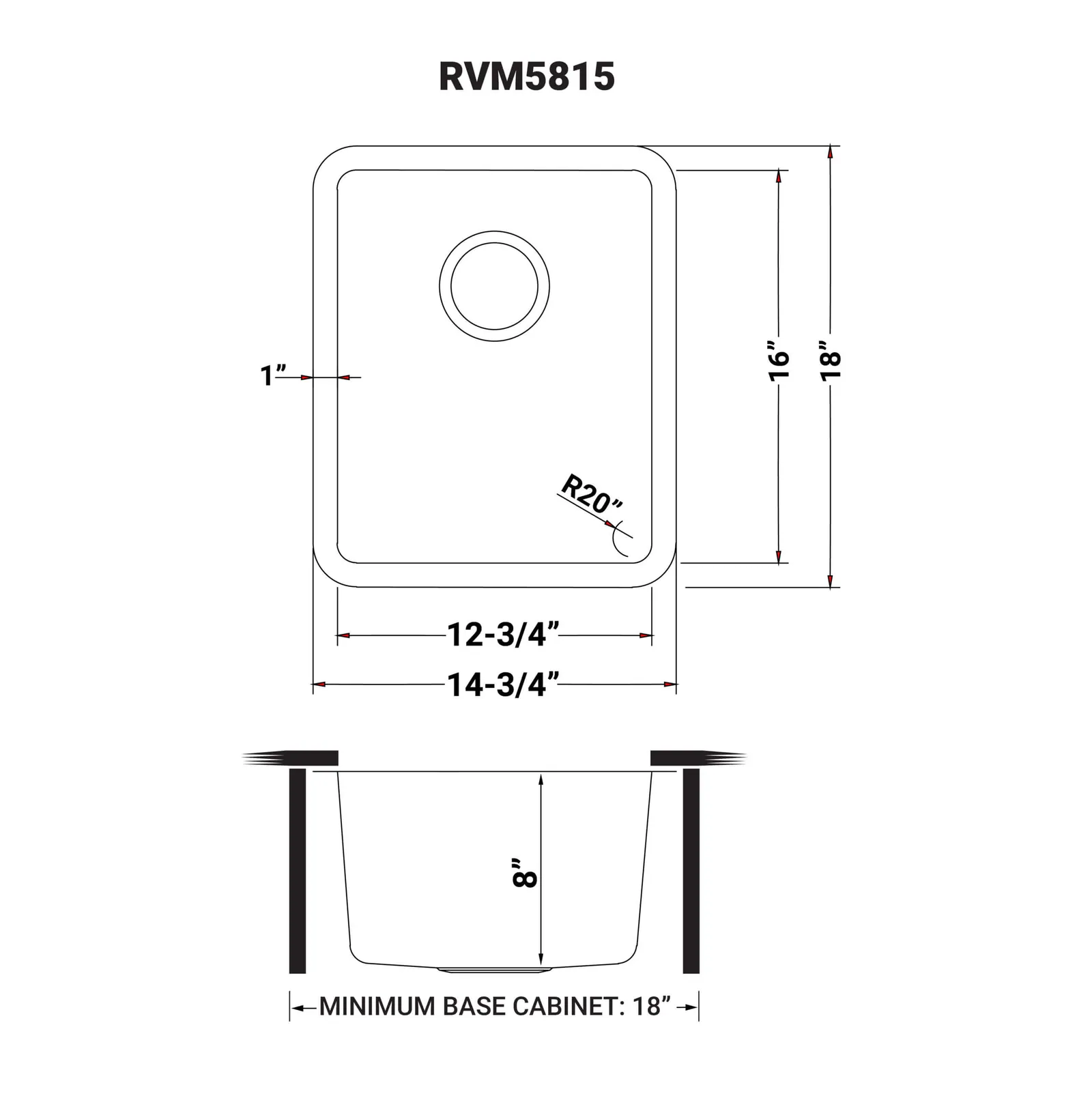 Dimension drawing for RVM5815