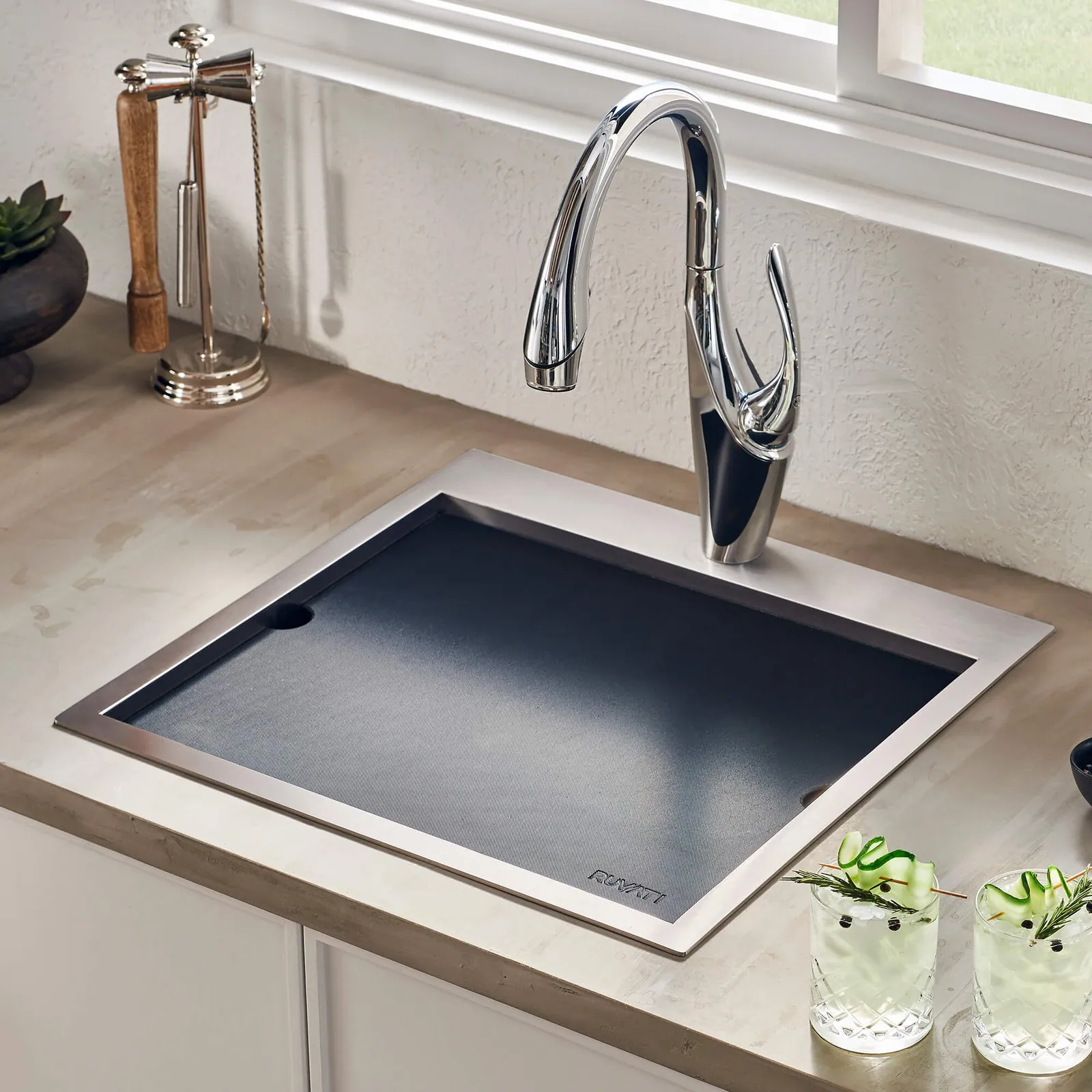 Ruvati 21 x 20 inch Outdoor Workstation Sink T-316 Marine Grade Topmount Stainless Steel BBQ