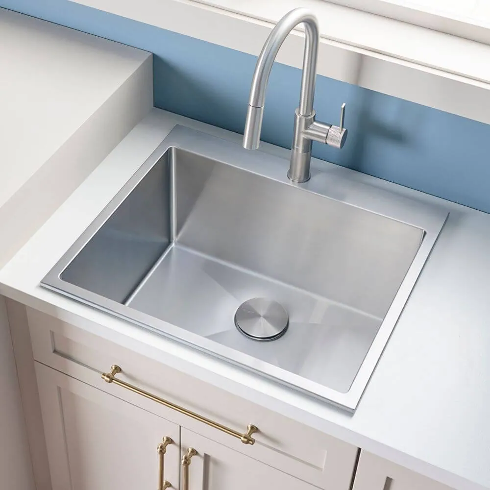 Ruvati Topmount Laundry Utility Sink 27 x 22 x 12 inch Rounded Corners Deep 16 Gauge Stainless Steel