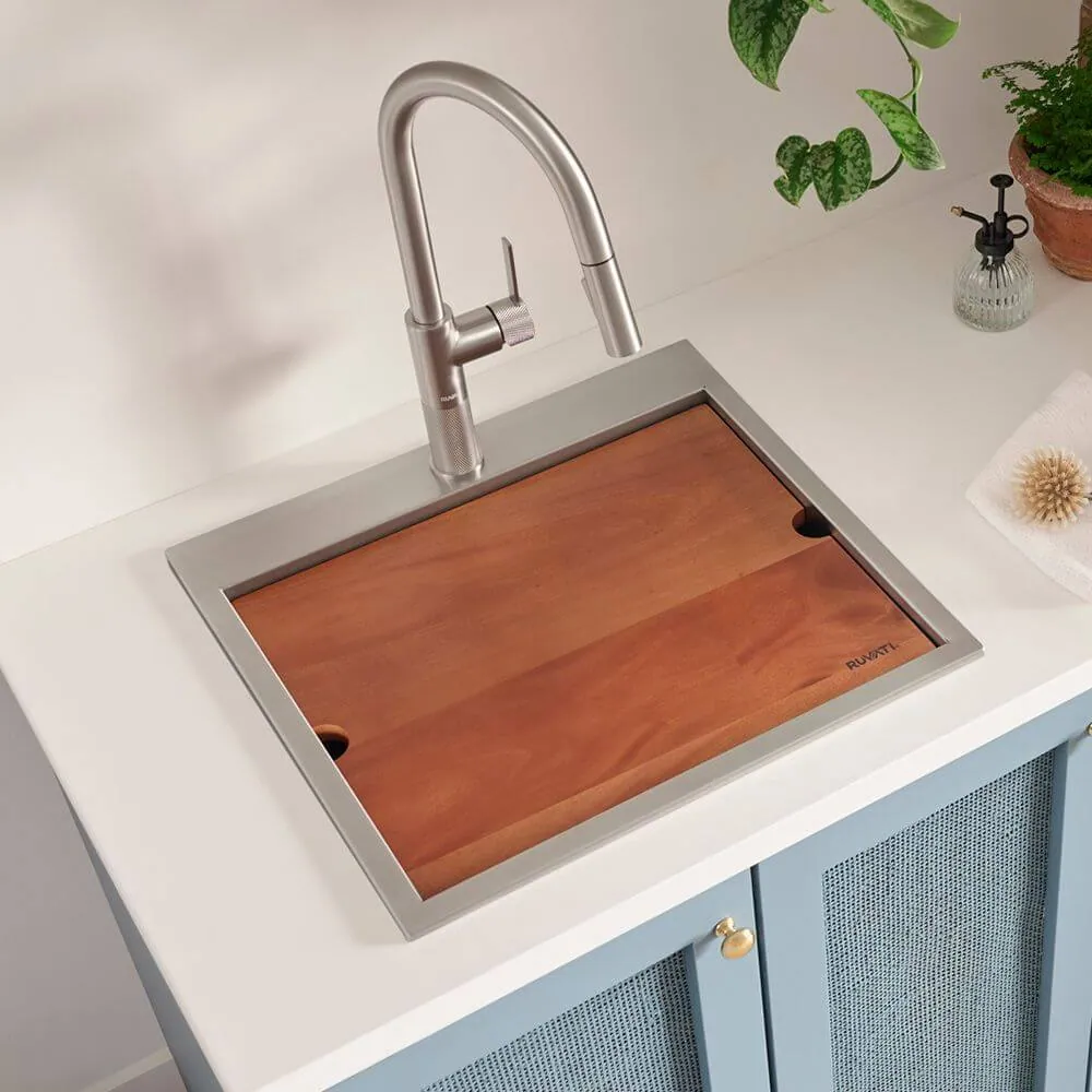 Ruvati 21 x 20 x 12 inch Drop-in Topmount Laundry Utility Workstation Sink 16 Gauge Stainless Steel