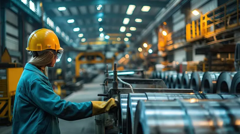 a kitchen sink manufacturing worker on a press machine